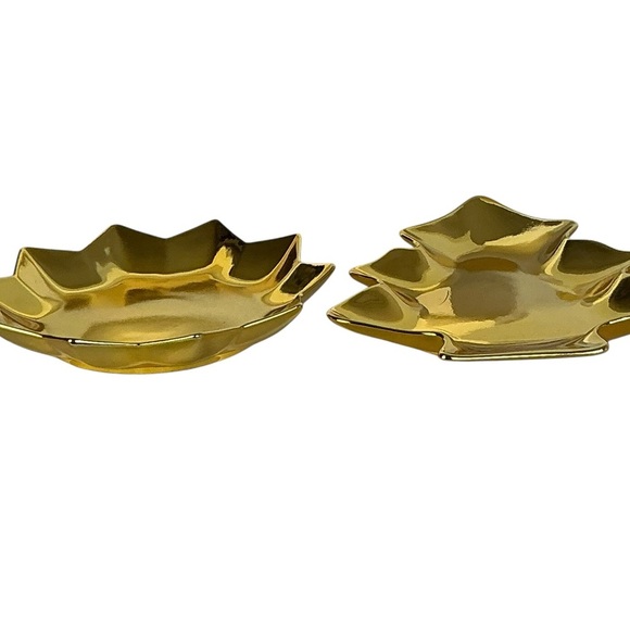 Vintage Kashima of Japan Gold Porcelain Dishes Gold Tree Star Shaped Dishes 2 PC - Picture 7 of 16